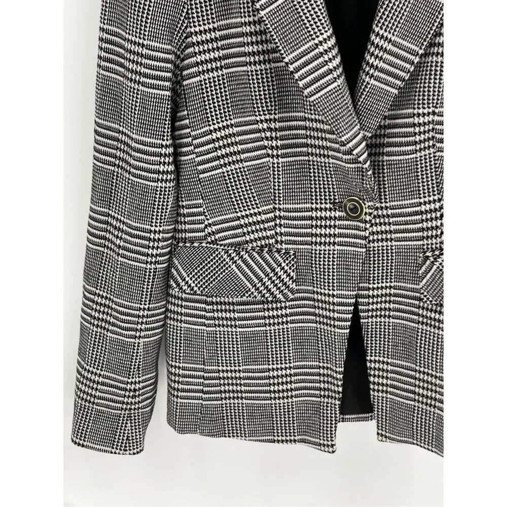 Elie Tahari Blazer‎ Women's Size 6 Houndstooth Black White